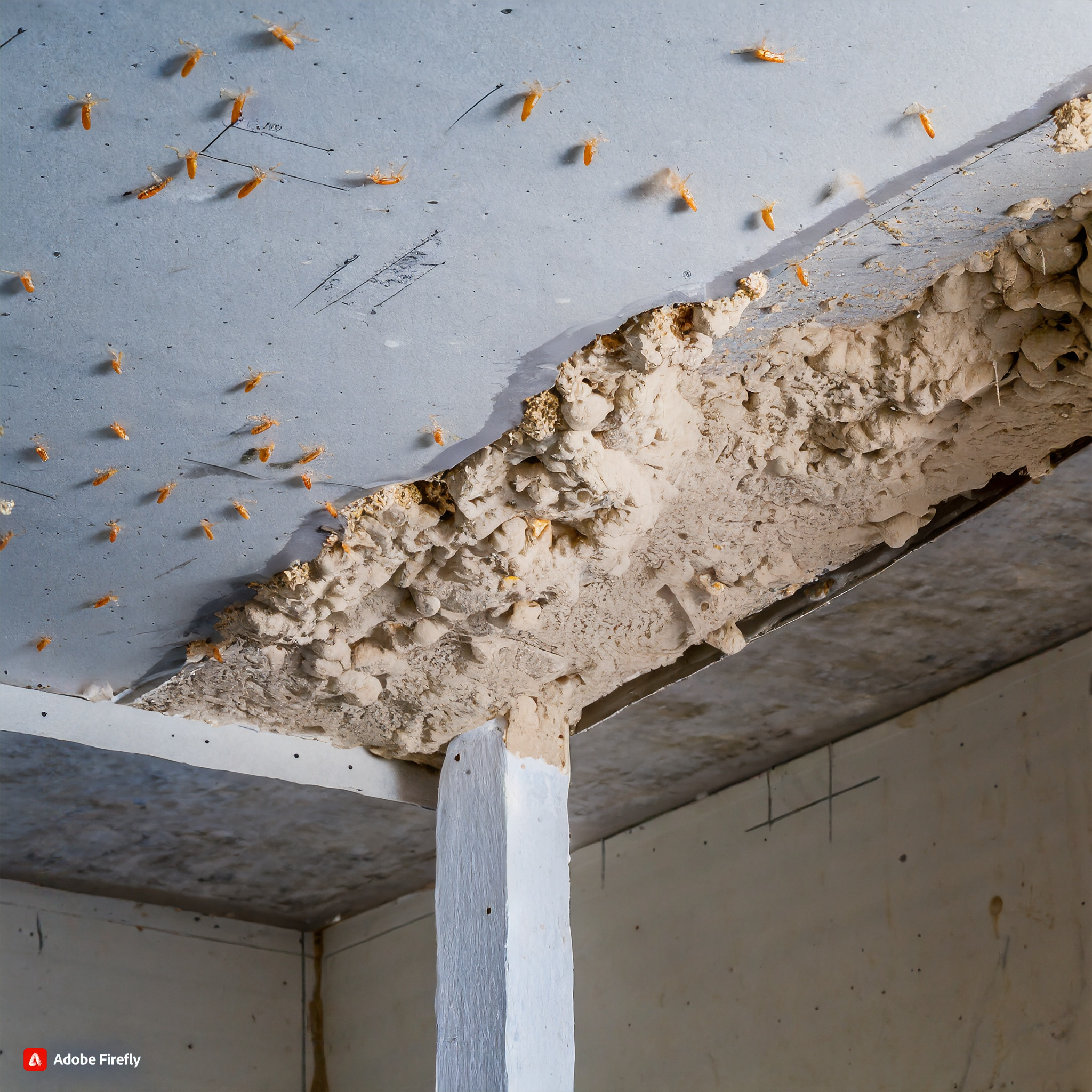 termites in ceiling drywall