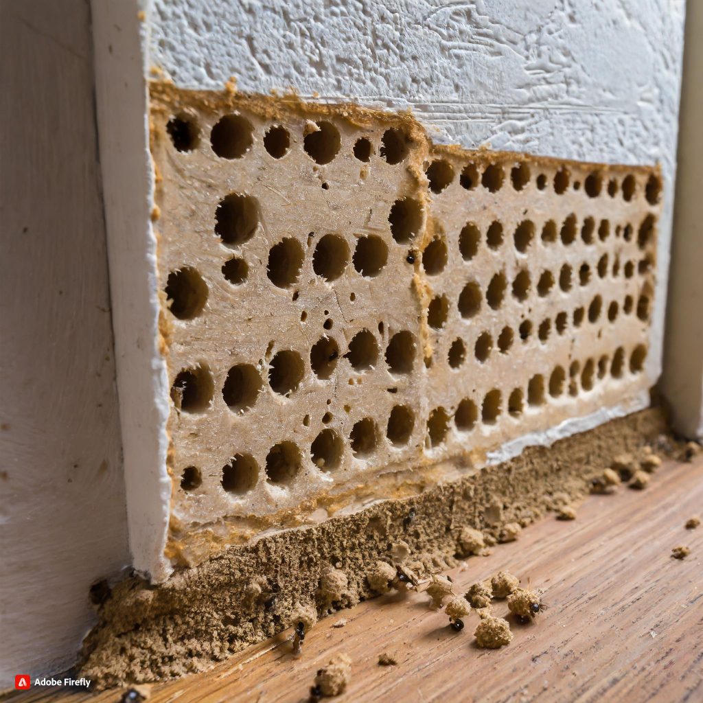 termite holes in baseboard trim